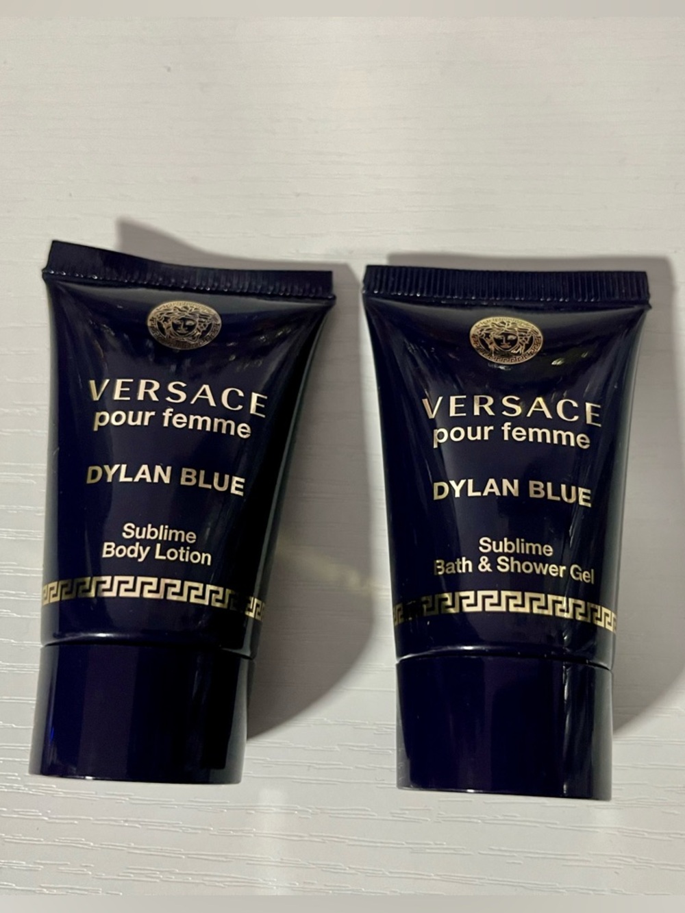 Versace Dylan Blue Sublime Travel Lotion & Shower Gel - Dark Blue & Gold